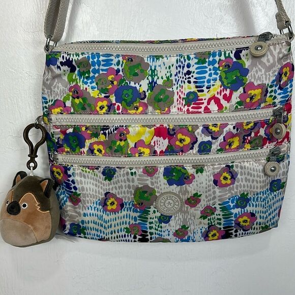 Kipling Alvar Colorful Daisy Dance Lightweight Tote Crossbody Bag - Picture 2 of 6